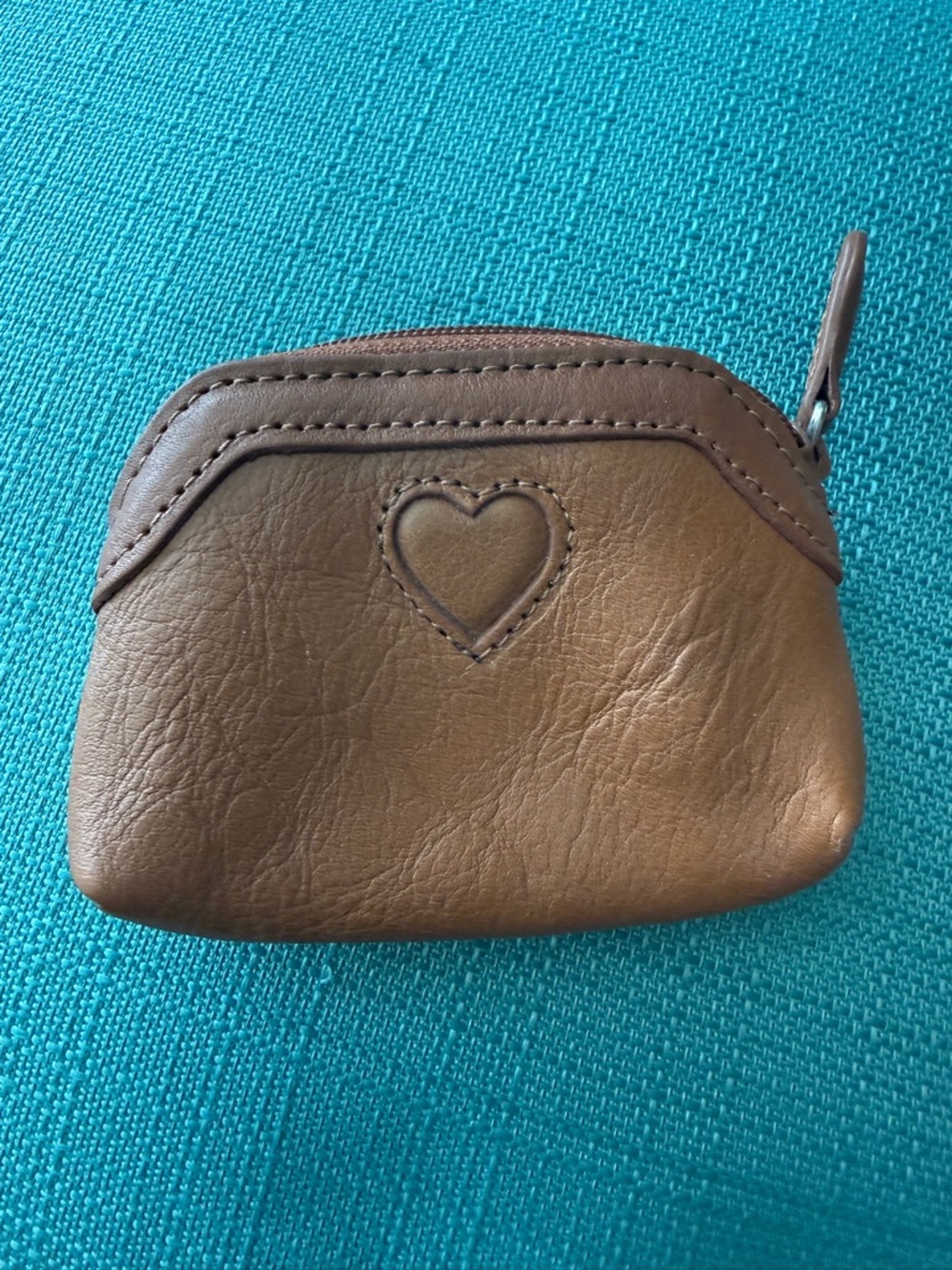 Brighton Brown Leather Coin Pouch with Heart Detail